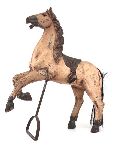 Lot Vintage Carved Wood Polychrome Carousel Horse