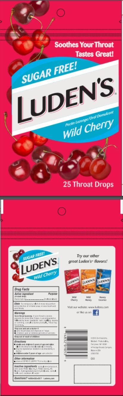 Ludens Sugar Free Wild Cherry Throat (Blacksmith Brands, Inc.) PECTIN 2