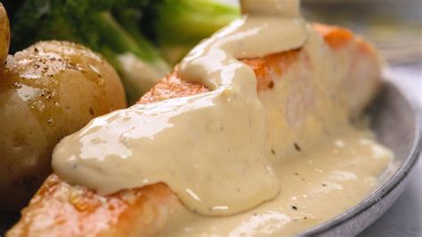 Nickys Easy Salmon With Creamy White Wine Sauce On The Table In 15