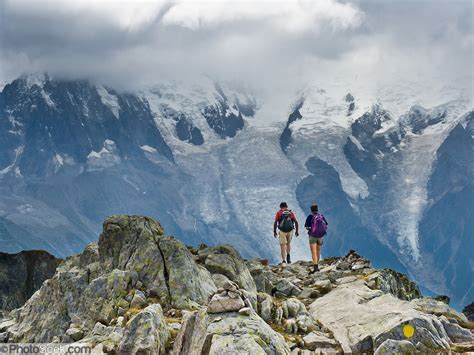 Day Hikers On High Route Chamonix Zermatt Haute Route Mont Blanc