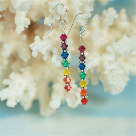 Beautiful Crystal Rainbow Earrings Etsy