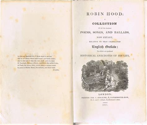 Robin Hood A Collection Of All The Ancient Poems Songs And Ballads Now Extant Relative To