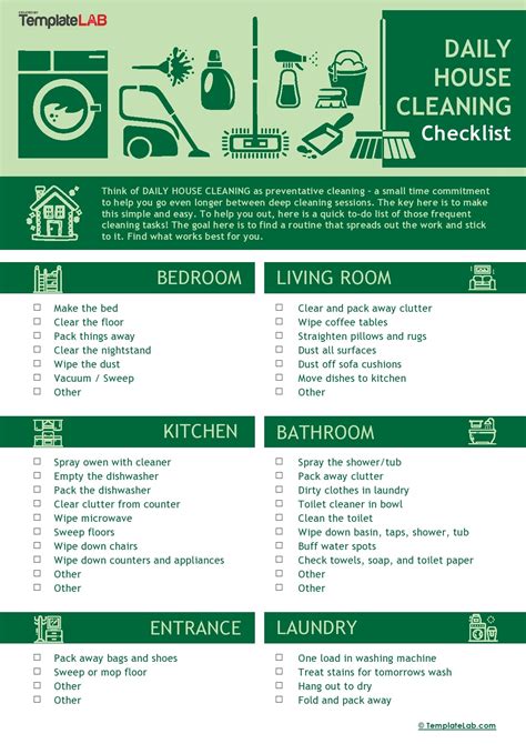 40 Printable House Cleaning Checklist Templates Templatelab