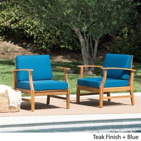 Shop Perla Outdoor Acacia Wood Club Chair With Cushion Set Of 2 By