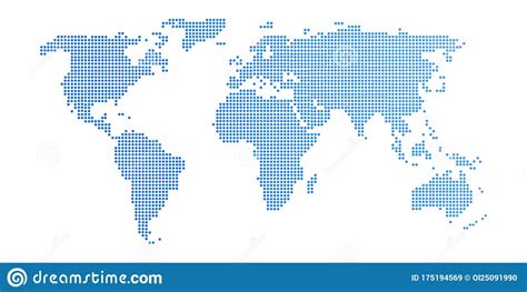 Abstract Computer Graphic World Map Of Blue Round Dots Vector