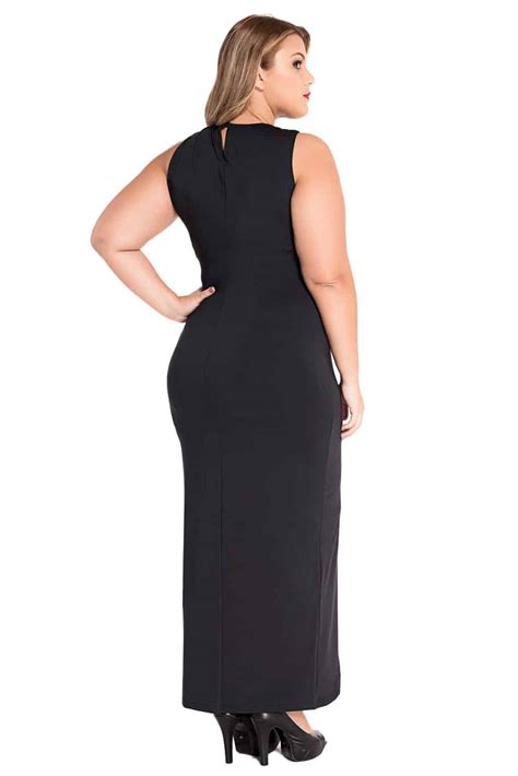 Black Plus Size Cross Halter Jersey Dress Lc61034 2 40285 Curvyplus