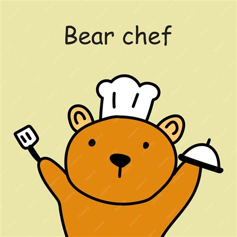 Premium Vector Hand Drawn Bear Cooking Cartoon