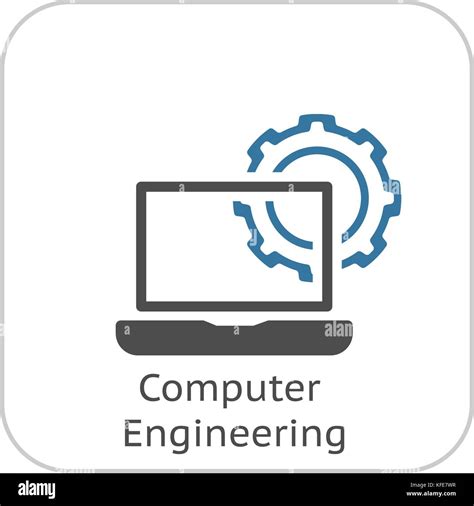 Computer Engineering Icon Gear And Laptop Development Symbol Stock