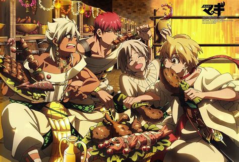 An Anime Scene With Many People Eating Food