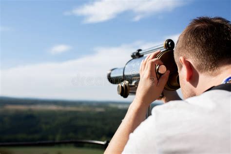 Young Business Man Looking Through Binoculars Stock Photo Image Of