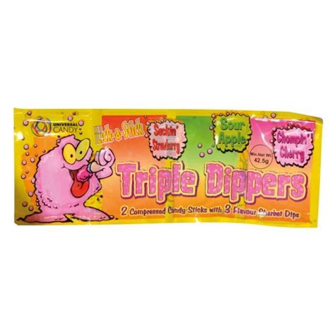 Universal Candy Lick A Stick Triple Dippers 3 Flavour Sherbet Dips 42g