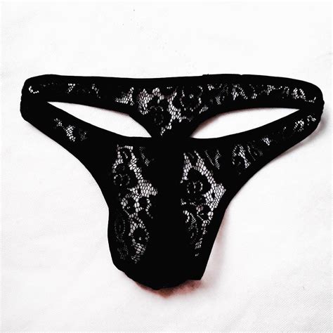Sexy Mens Lace Flower Sheer Underwear Briefs T Back Thongs G String Tanga Panty Ebay