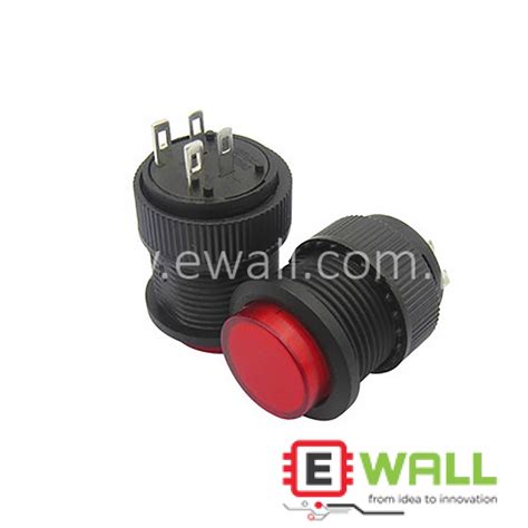 Ewall Red R16 503ad With Light Self Locking Switch Button Switch