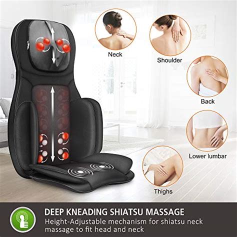 Snailax Full Body Massage Chair Pad Shiatsu Neck Back Massager With