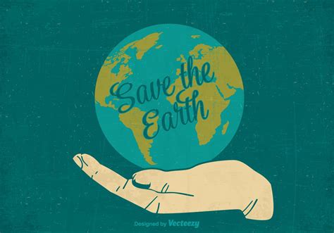 Retro Save The Earth Vector Poster 129396 Vector Art At Vecteezy