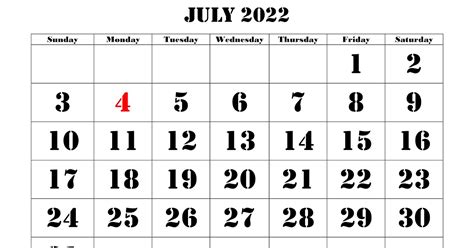 Free Printable July 2022 Calendar With Notes December 2022 Calendar