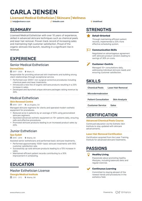 5 Medical Esthetician Resume Examples And Guide For 2023