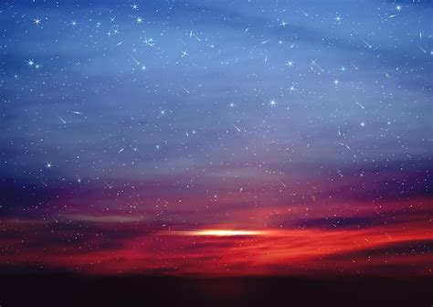 Premium Photo Dramatic Clouds Starry Sky Star Fall Anl Orange Sunset