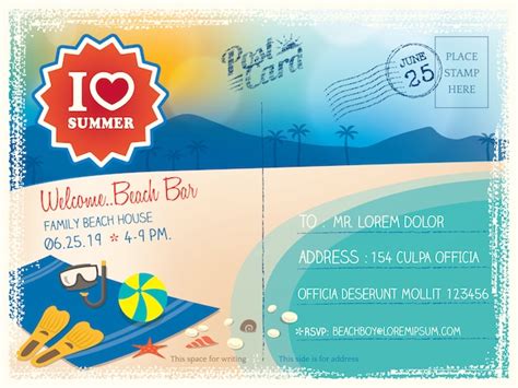 Premium Vector Summer Postcard Background