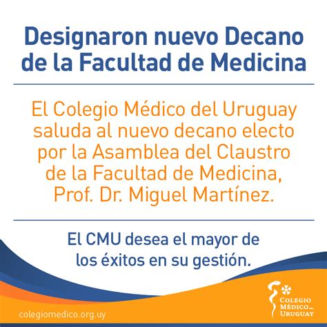 comunicado saludo nuevo decano 12 11 18 A Colegio Médico del Uruguay