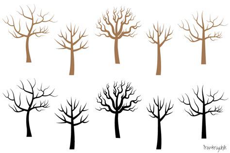 Bare Tree Silhouette Clipart Leafless Tree Clip Art 103041