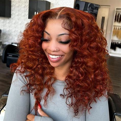 Wiggins Hair New Arrival Orange Red Wigs For Women Loose Curl Human