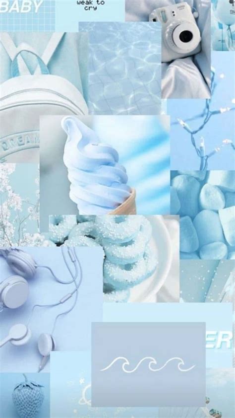 Download Lighthearted Aesthetic Blue Collage Ice Cream Wallpaper