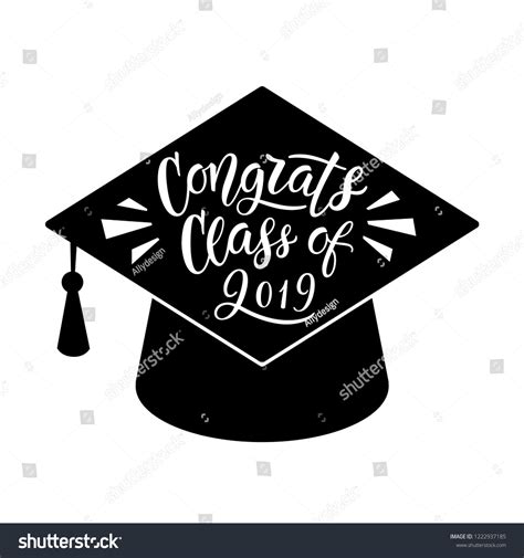 Congrats Class 2019 Graduation Lettering Hand Stock Vector Royalty Free 1222937185