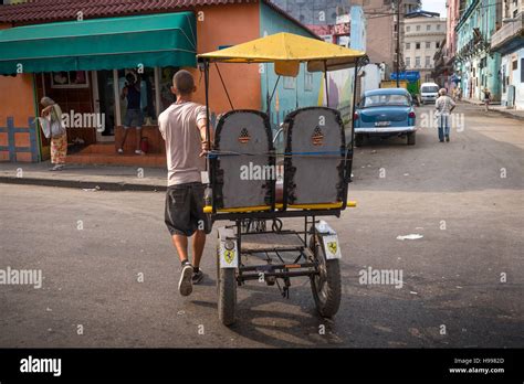Havana Cuba Bicitaxi In A Street Scene Old Havana Stock Photo Alamy