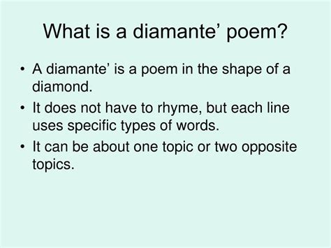 Ppt Diamante Poetry Powerpoint Presentation Free Download Id4734887