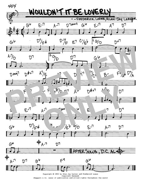 Lerner And Loewe Wouldnt It Be Loverly Sheet Music Notes Download