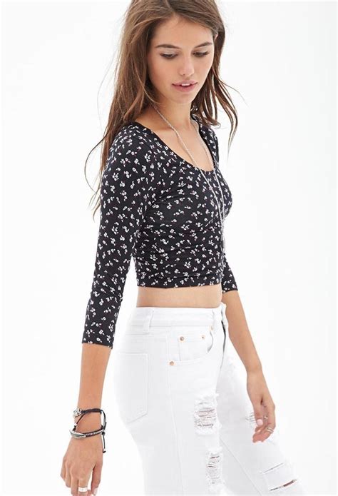 Forever 21 Spotted Floral Crop Top Crop Tops Forever21 Tops Floral