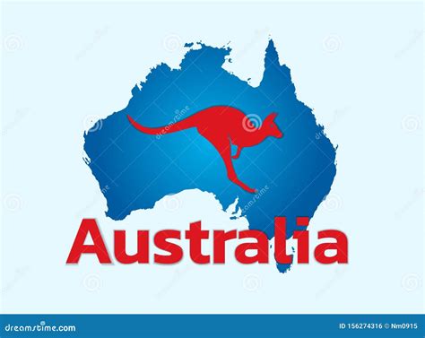 Australia Map Logo Illustration Of Two Kangaroo Stars Vectorsymbol