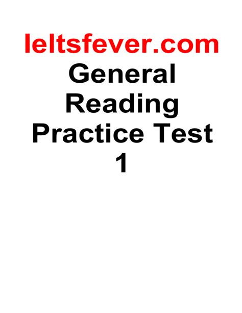 Ielts Fever General Reading Practice Test Pdf