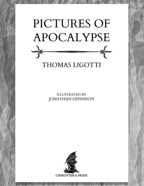 thomas ligotti thomas ligotti pictures of apocalypse book second edition chiroptera press