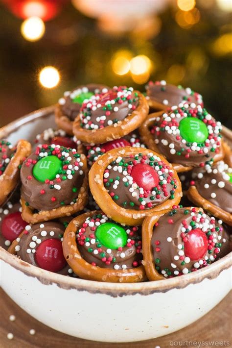 Rolo Pretzels With Mandm Candies Rice Krispie Treats Christmas Christmas Pretzels Easy Christmas