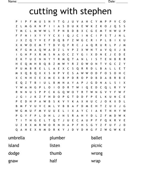 Cutting With Stephen Word Search Wordmint