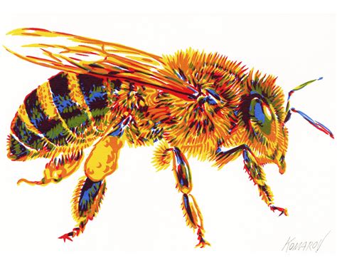 Honey Bee Original Art Insect Wall Art Bee Artwork Colorful Etsy