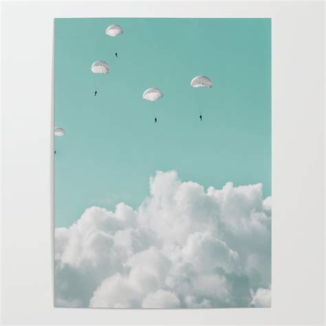 Parachutes Falling Down The Green Colored Dutch Sky Abstract Pastel