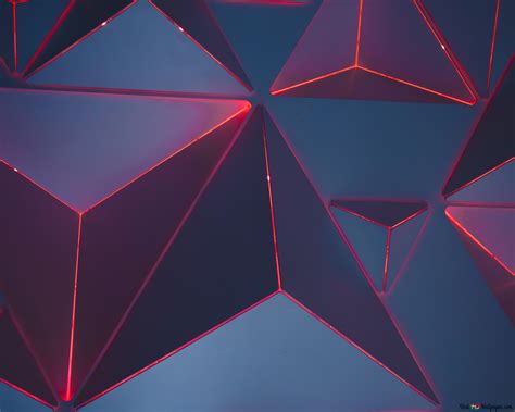 3d Red Neon Triangles 4k Wallpaper Download