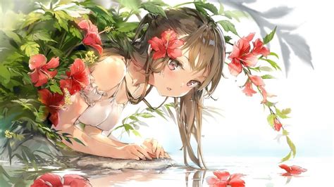 Anime Cute Girl Flowers 4k 192 Wallpaper