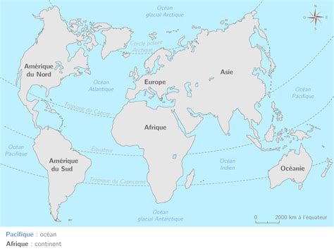 Les Continents Et Les Océans Tle Carte Géographie Kartable