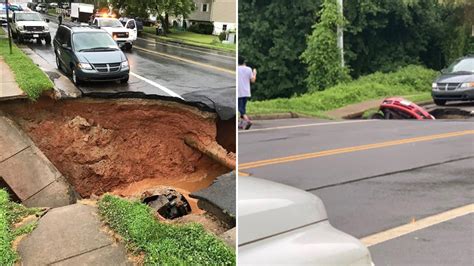 Sinkhole Swallows Car And Closes Us Roads