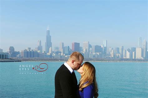 Chicago Engagement Session Lake Michigan Skyline Couple Adler