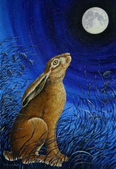 Moon Gazing Hare Moon Gazing Hares Pagan Art Art