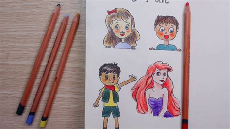 How To Draw Cute Cartoon Characters For Kids Youtube