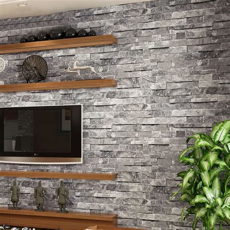 Vintage 3d Wallpaper Stone Brick Design Background Wall Vinyl Modern