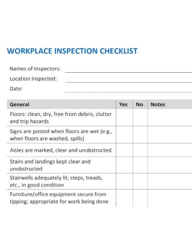 FREE 10 Workplace Safety Inspection Checklist Samples In MS Word