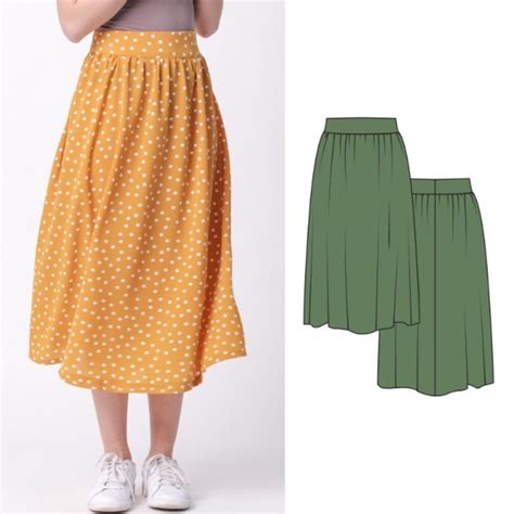 Skirt Pattern Pdf Sewing Patterns For Women Sizes 10 18 Etsy Midi