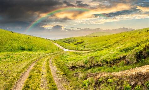 Path Through Highland Meadows Stock Image Image Of Season Composite